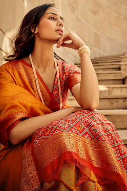 Orange Handloom Silk Saree NCSD11112537