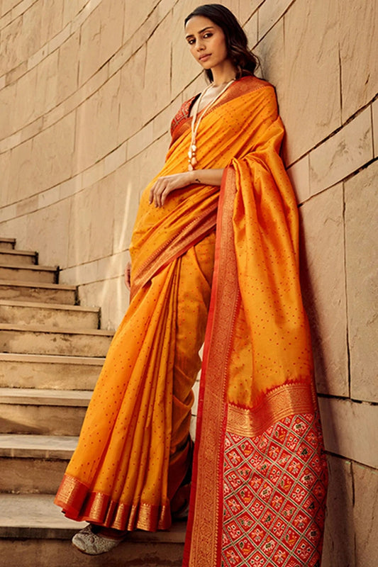Orange Handloom Silk Saree NCSD11112537