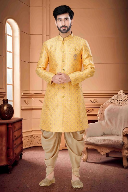 Orange Indo Western In Silk NCSH11310216