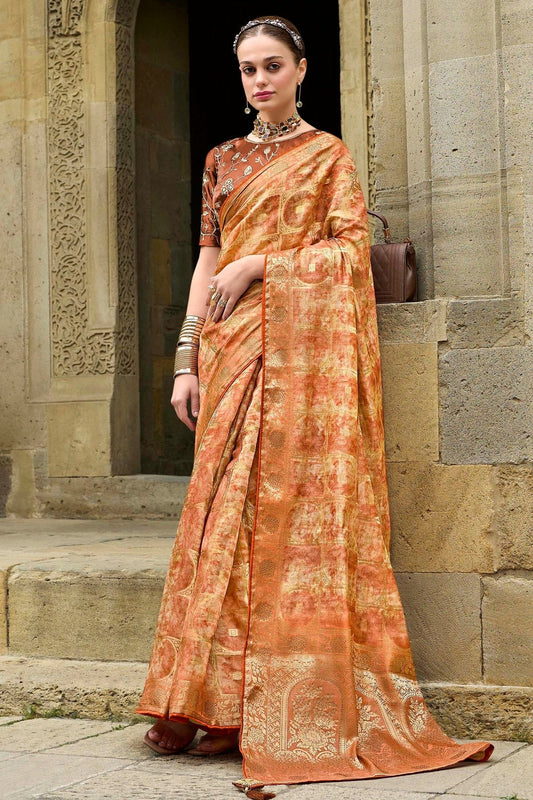 Orange Jacquard Silk Traditional Saree NCSD11111479