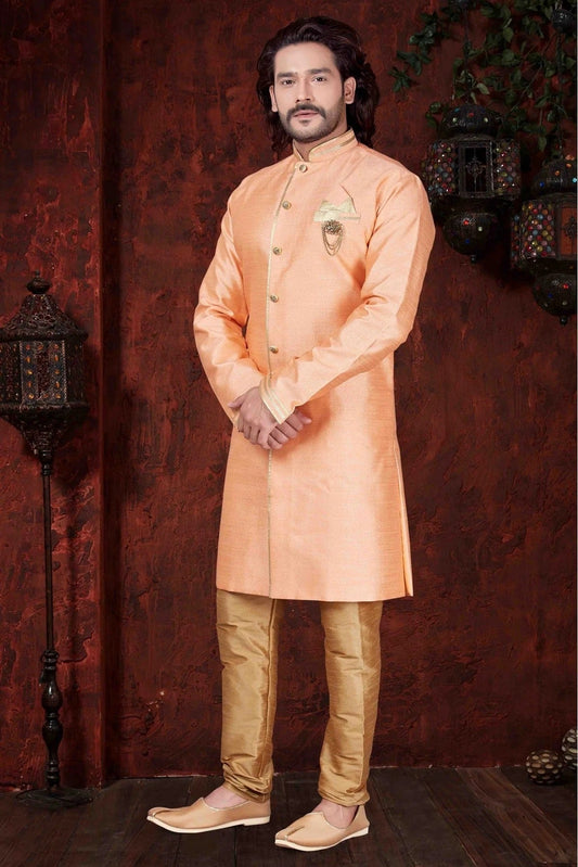 Orange Kurta Pajama In Silk NCKP10410588