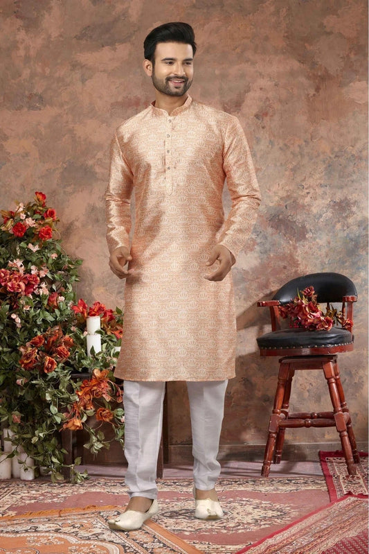Orange Kurta Pajama In Silk NCKP10410705