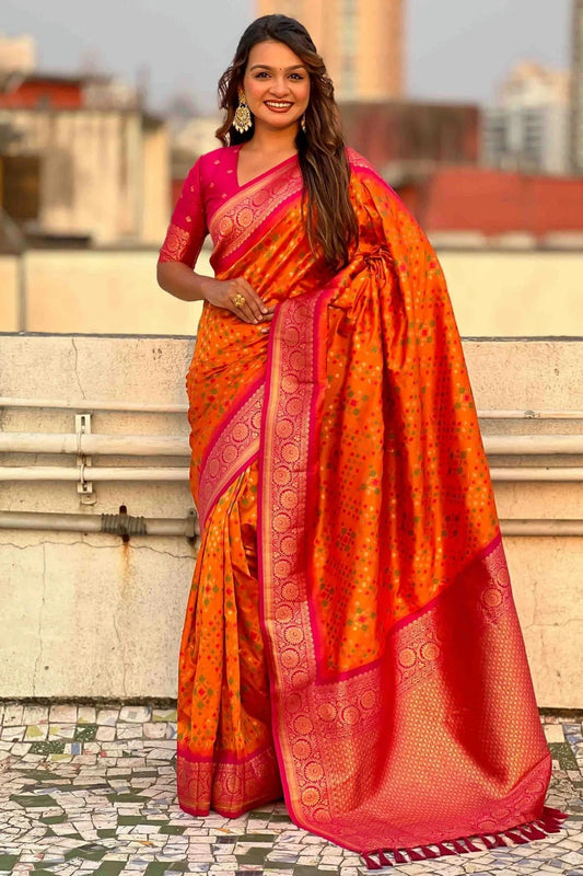 Orange Meenakari Patola Silk Traditional Sarees  NCSD11110598