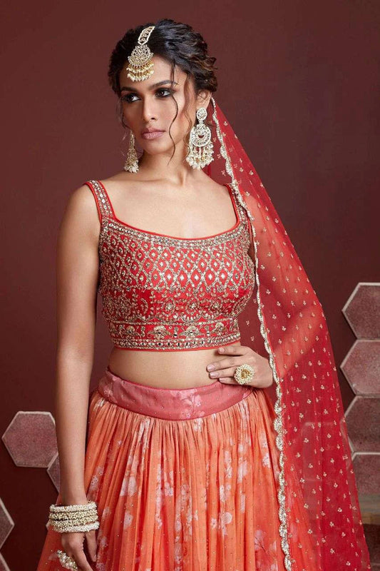 Orange Organza Silk Designer Lehenga Choli NCLC10110387