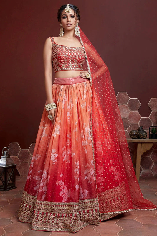 Orange Organza Silk Designer Lehenga Choli NCLC10110387