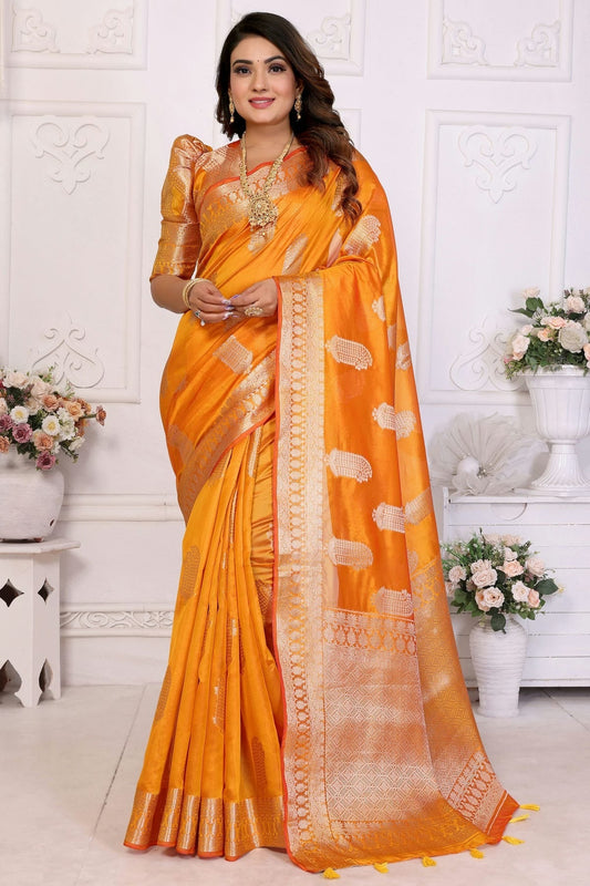 Orange Organza Traditional Saree NCSD11111089