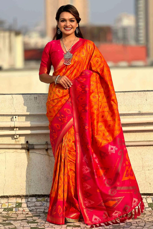 Orange Patola Silk Traditional Saree NCSD11111131