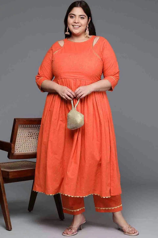 Orange Pure Cotton Stitched Top and Bottom  NCSS11110200