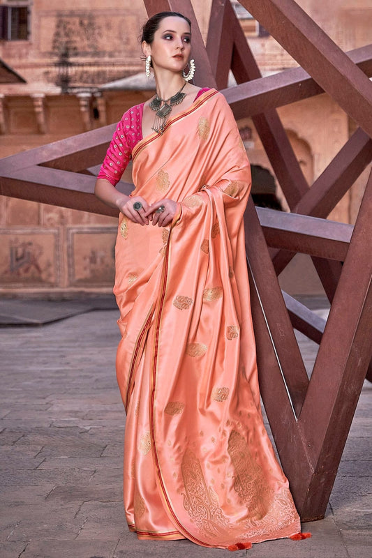 Orange Satin Silk Saree NCSD11112504