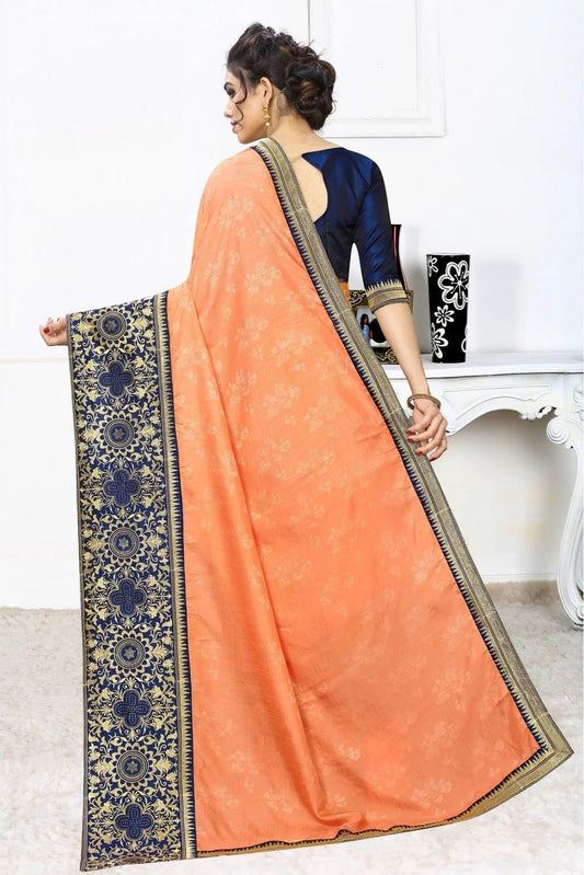 Orange Silk Jacqaurd Embroidery Saree NCSD11210817