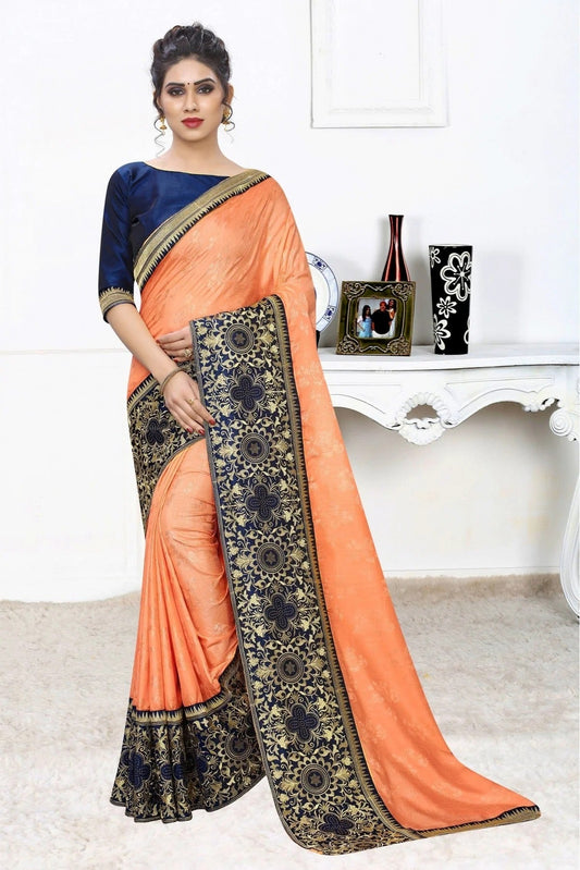 Orange Silk Jacqaurd Embroidery Saree NCSD11210817