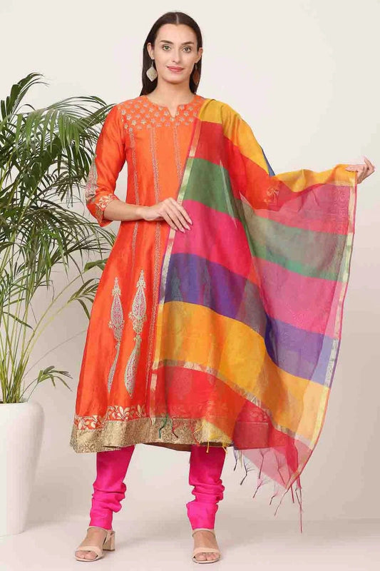 Orange Silk Stitched Suit NCSS11110914