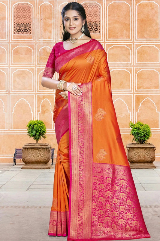 Orange Silk Woven Traditional Saree NCSD11010225