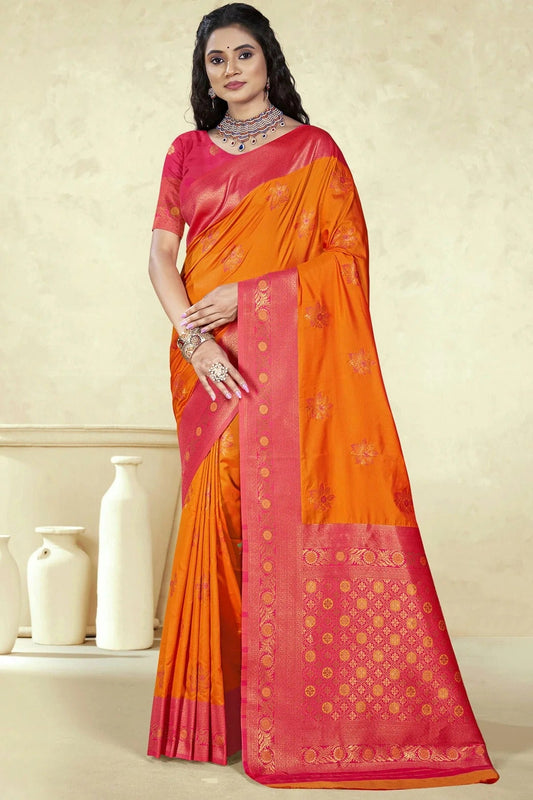 Orange Silk Woven Traditional Saree NCSD11010249