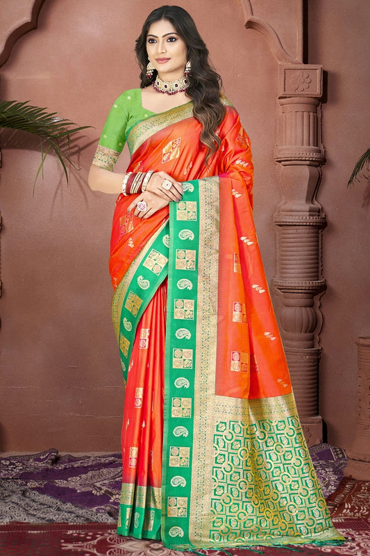 Orange Silk Woven Traditional Saree NCSD11010254