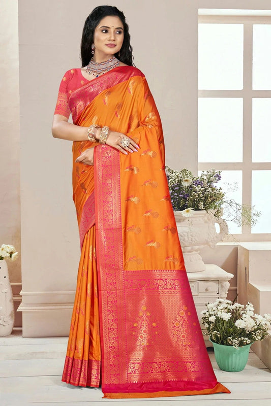 Orange Silk Woven Traditional Saree NCSD11010266