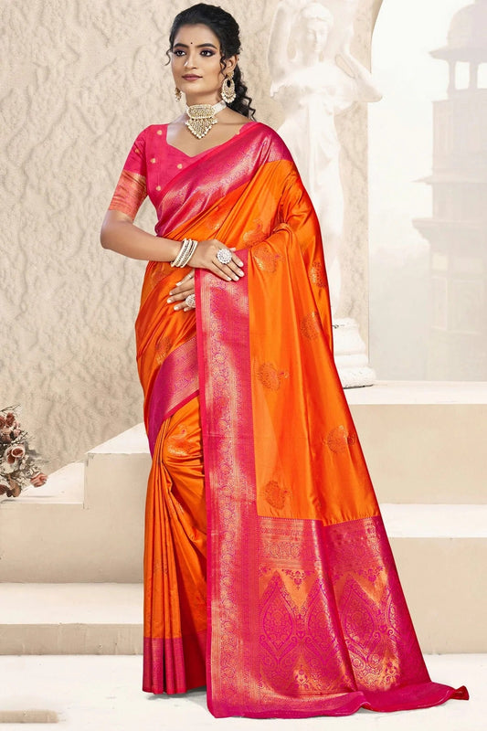 Orange Silk Woven Traditional Saree NCSD11010274