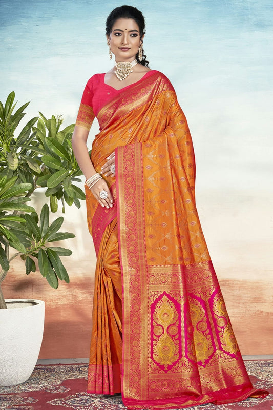 Orange Silk Woven Traditional Saree NCSD11010287