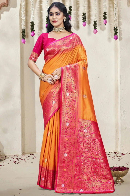 Orange Silk Woven Traditional Saree NCSD11010301