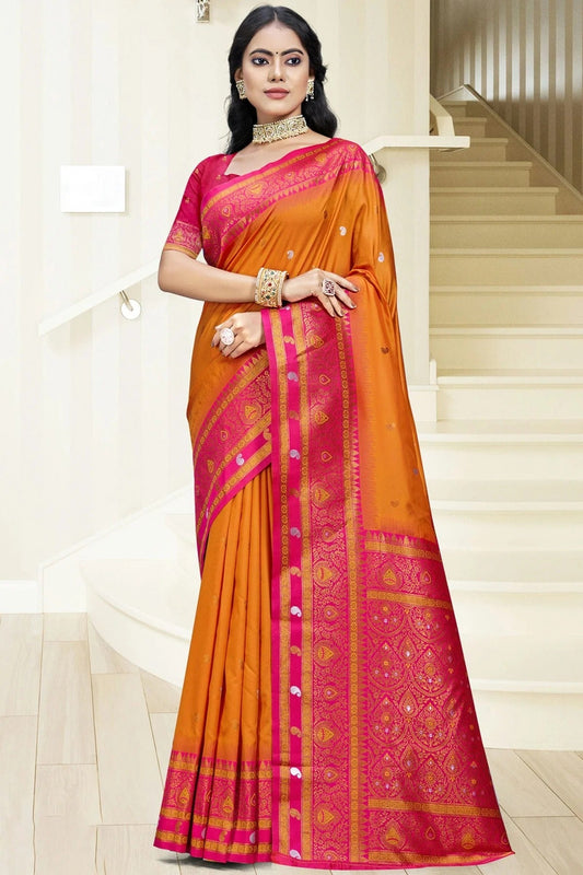 Orange Silk Woven Traditional Saree NCSD11010313