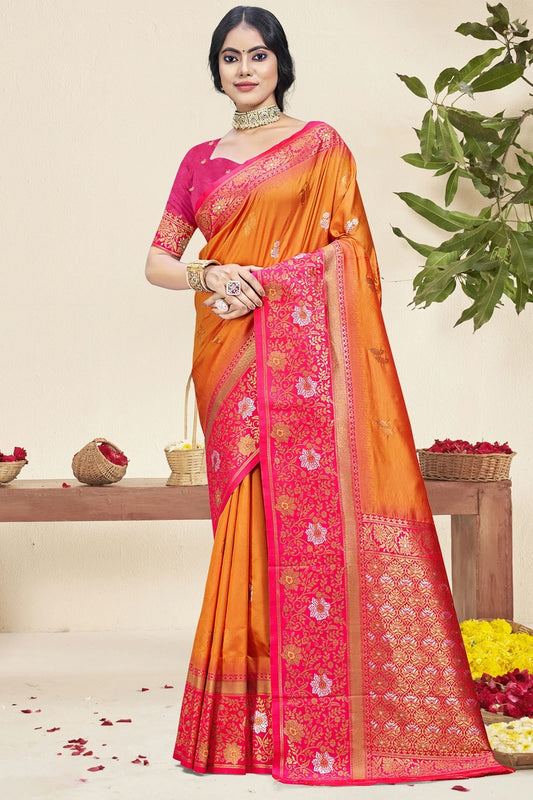 Orange Silk Woven Traditional Saree NCSD11010321