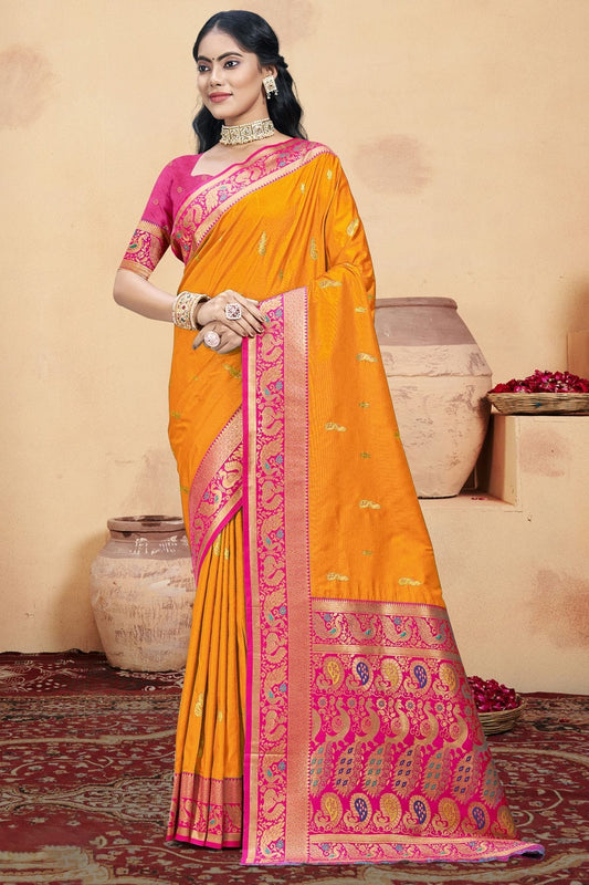 Orange Silk Woven Traditional Saree NCSD11010327