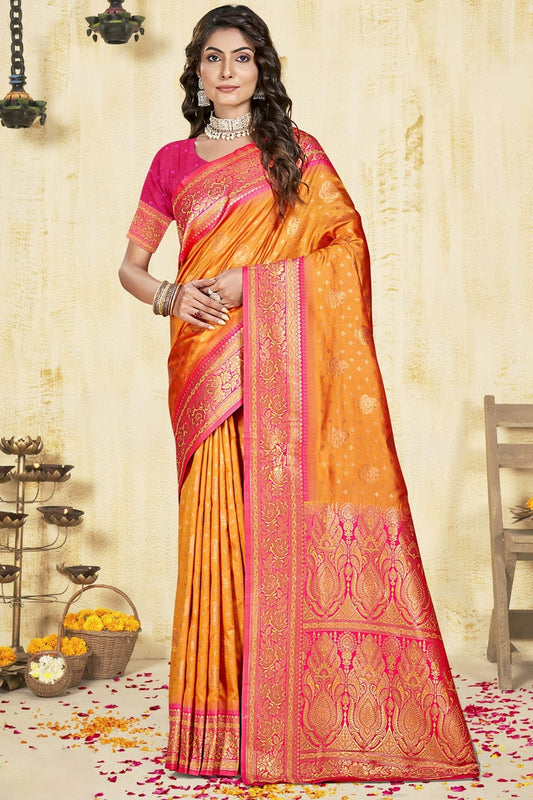 Orange Silk Woven Traditional Saree NCSD11010350