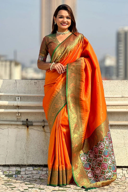 Orange Tissue Traditional Saree NCSD11111198