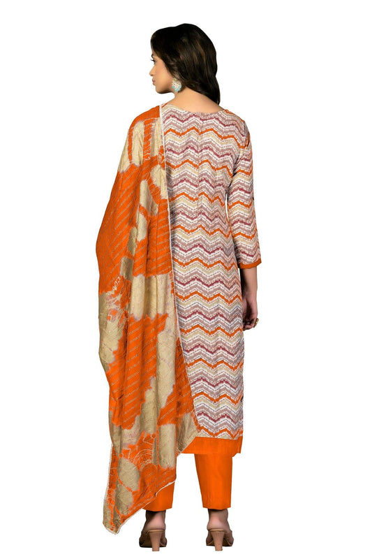 Orange Unstitched Cotton Straight Suit NCUS11610348