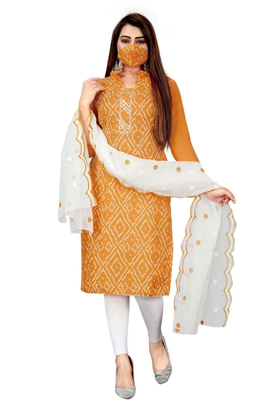 Orange Unstitched Slub Cotton Straight Suit NCUS11610458