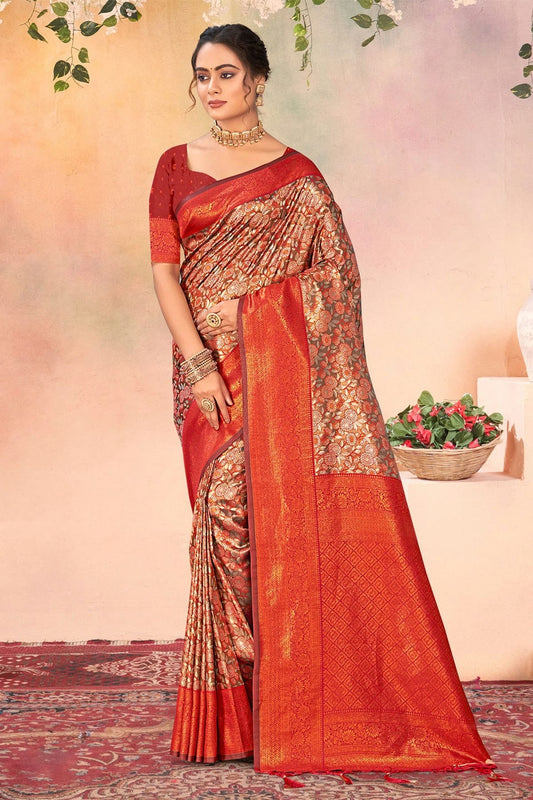Orange Woven Kanjivaram Silk Saree NCSD11010489