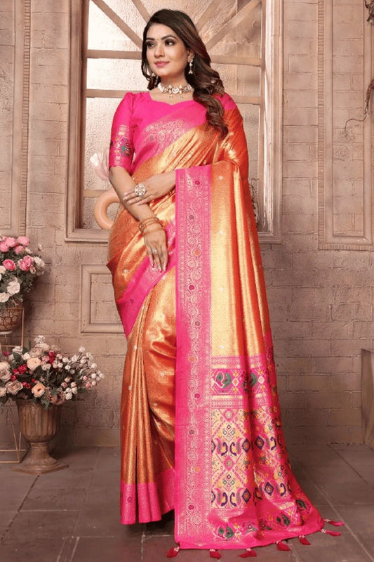 Orange Woven Pure Banarasi Tissue Silk Traditional Saree NCSD12510102