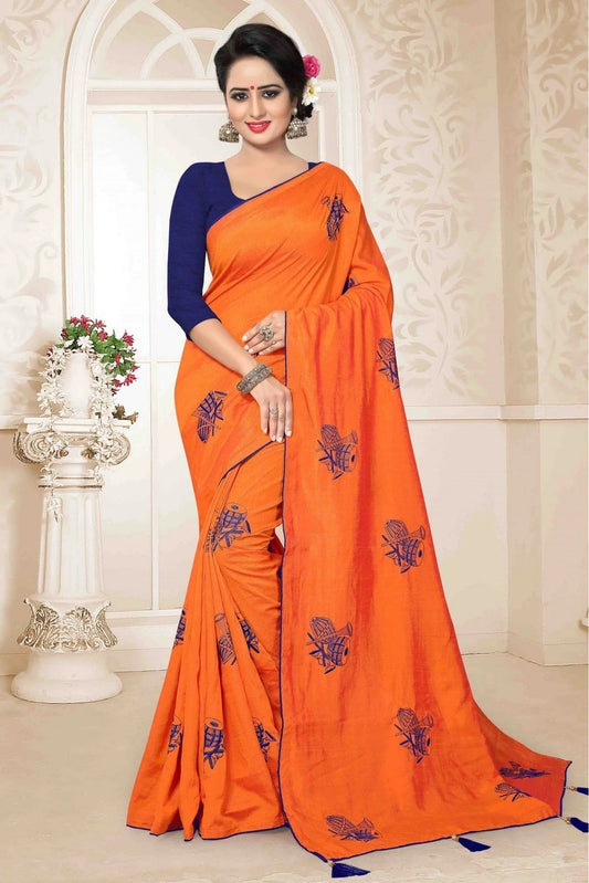 Orange Zoya Silk Embroidery Saree NCSD11210517