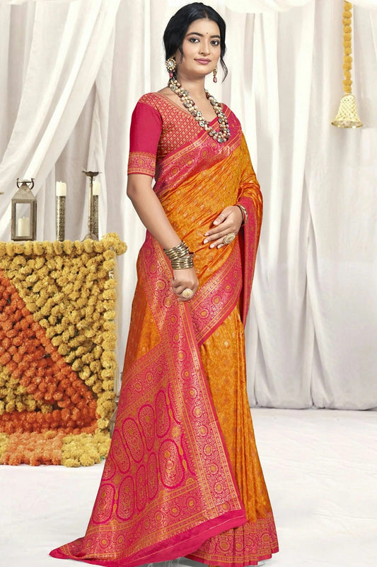 Orange and Pink Silk Traditional Saree NCSD11010437