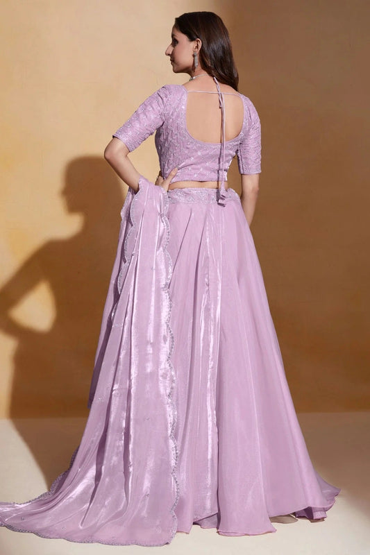 Organza Designer Lehenga CholiIn Lavender  NCLC12710118