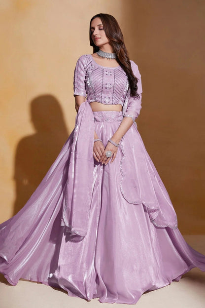 Organza Designer Lehenga CholiIn Lavender NCLC12710118