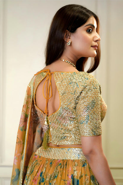 Organza Lehenga Choli In Orange Colour LC10110200