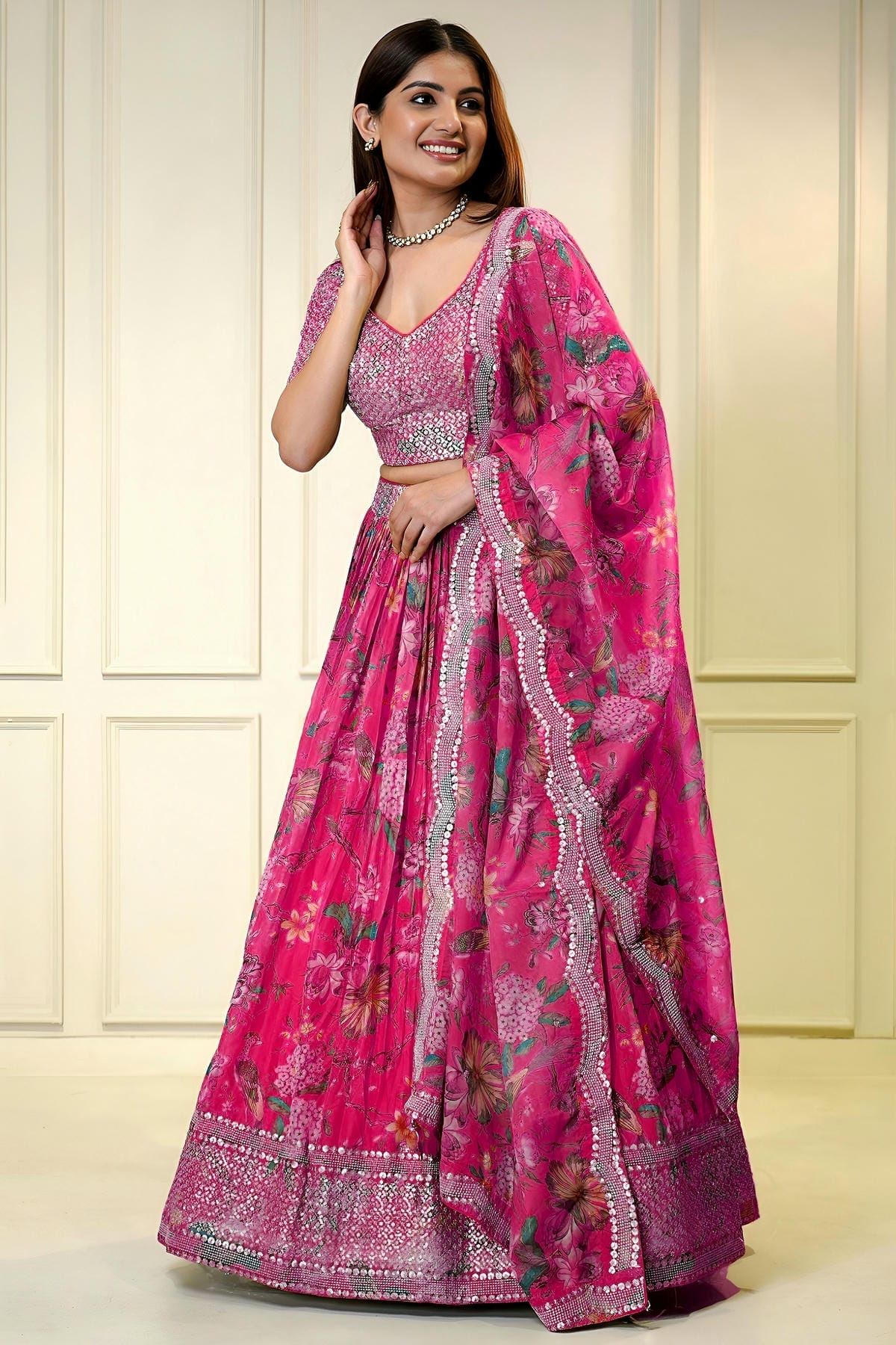 Organza Lehenga Choli In Pink Colour LC10110201
