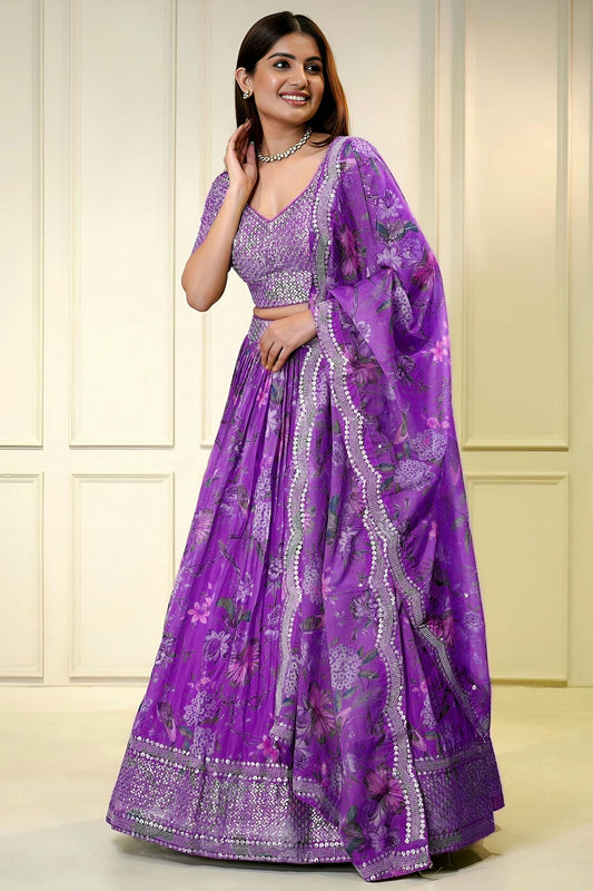 Organza Lehenga Choli In Purple Colour LC10110202