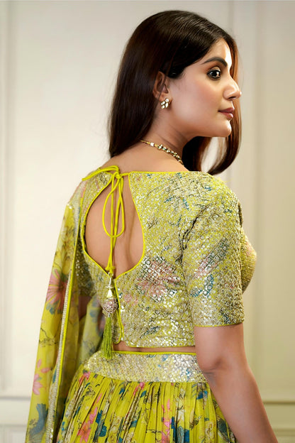 Organza Lehenga Choli In Yellow Colour LC10110203