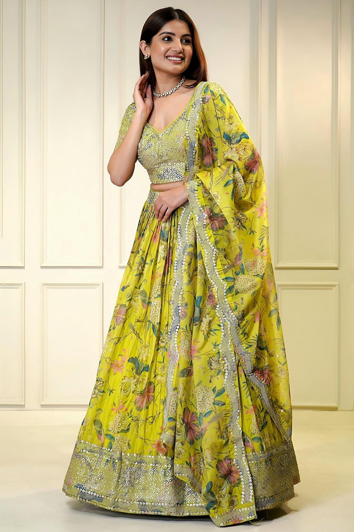 Organza Lehenga Choli In Yellow Colour LC10110203