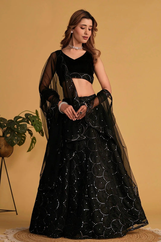 Organza Net Embroidery A Line Lehenga Choli NCLC10110173