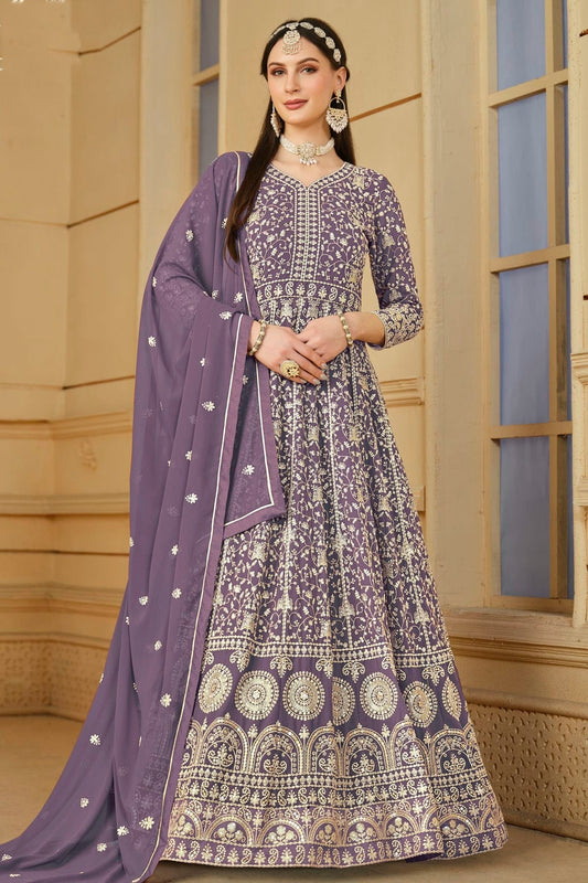 Pastel Blue Semi Stitched Faux Georgette Anarkali Suit NCSM10510280