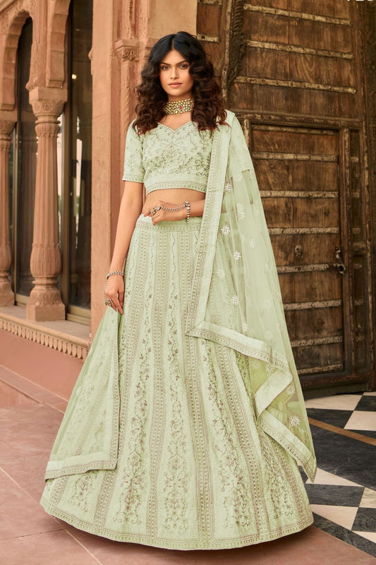 Pastel Green Embroidery Organza Lehenga Choli NCLD10810244