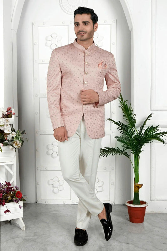 Peach Art Silk Jodhpuri Jacket  NCJP12310267