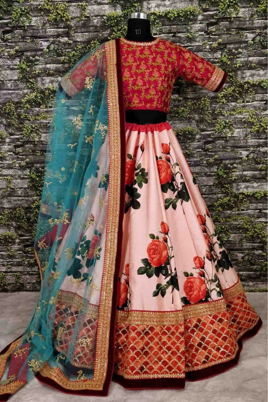 Peach Art Silk and Banglori Silk Lehenga Choli NCLC10110243
