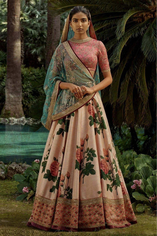 Peach Art Silk and Banglori Silk Lehenga Choli NCLC10110243