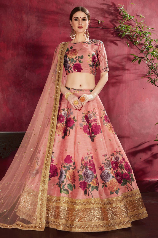 Peach Banglori Silk Designer Lehenga Choli NCLC10110366