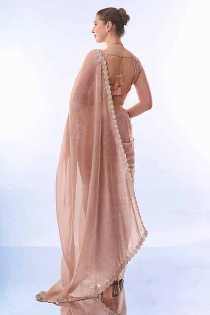 Peach Burburry Saree NCSD11112457
