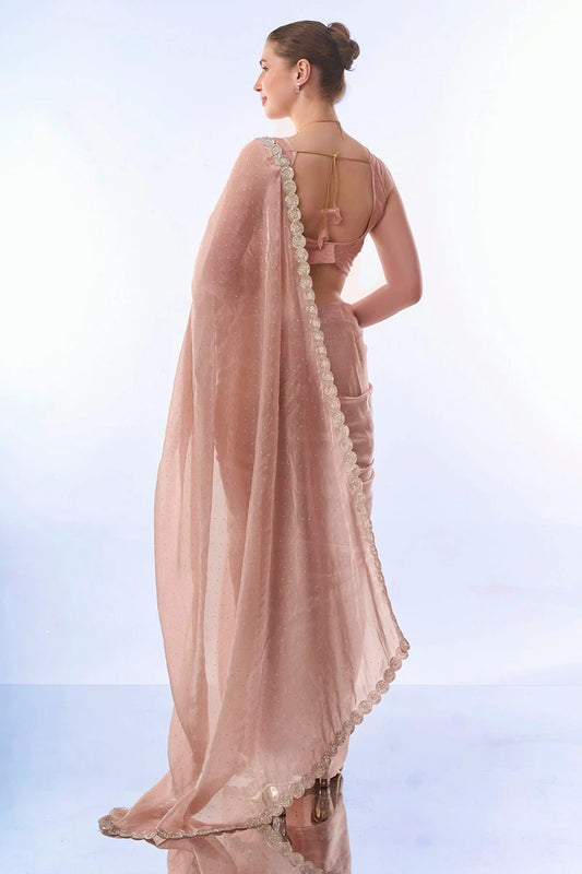 Peach Burburry Saree NCSD11112457